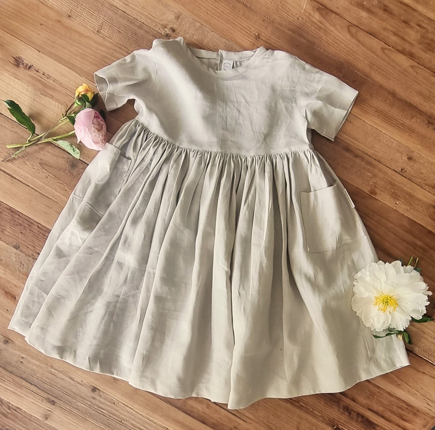 Farmhouse Linen Dress-  Bone