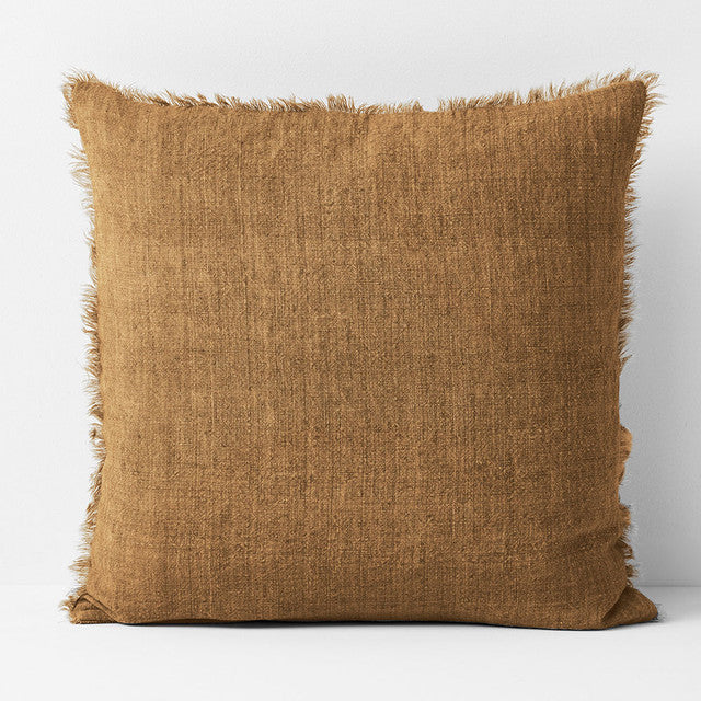 VINTAGE LINEN FRINGE CUSHION 50X50CM BY AURA