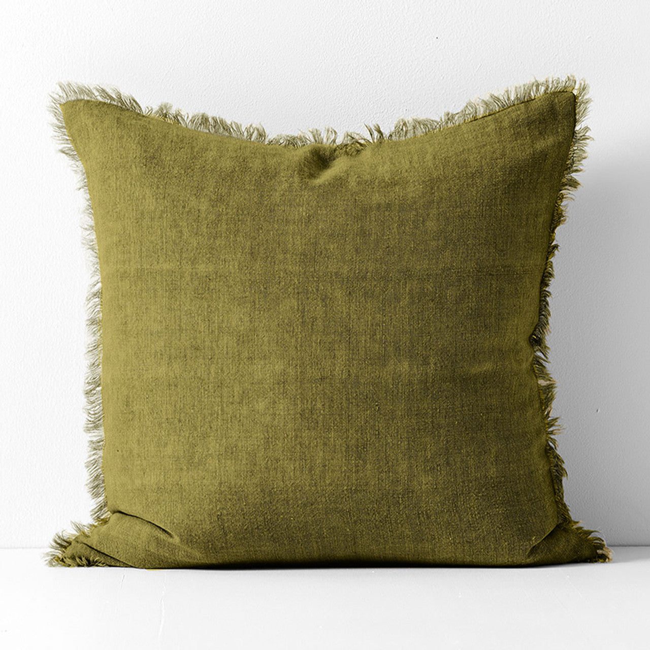 VINTAGE LINEN FRINGE CUSHION 50X50CM BY AURA