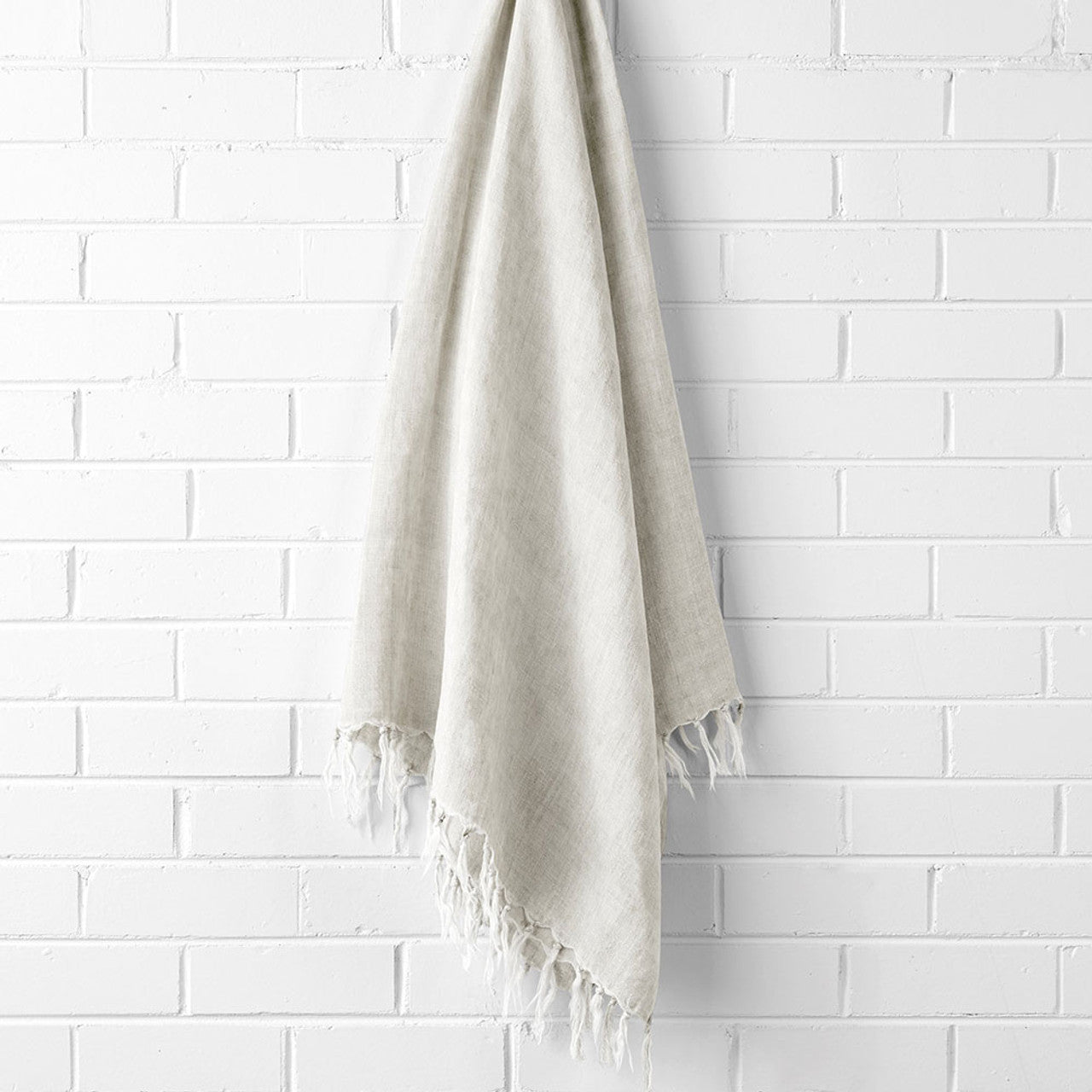 VINTAGE LINEN FRINGE THROW BY AURA