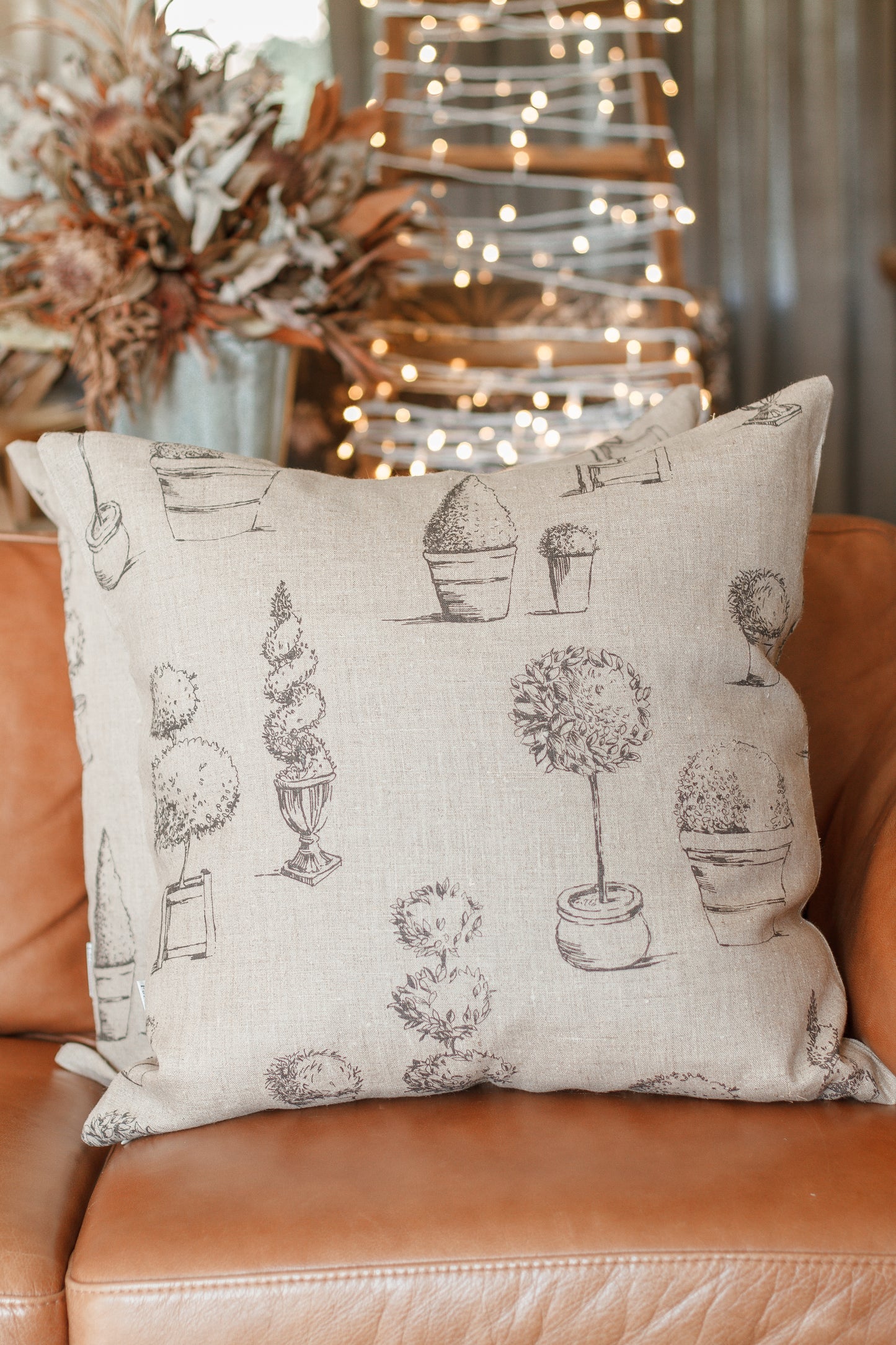 Farmhouse Linen cushion - Cottage Garden