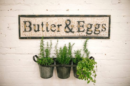 BUTTER & EGGS Metal sign