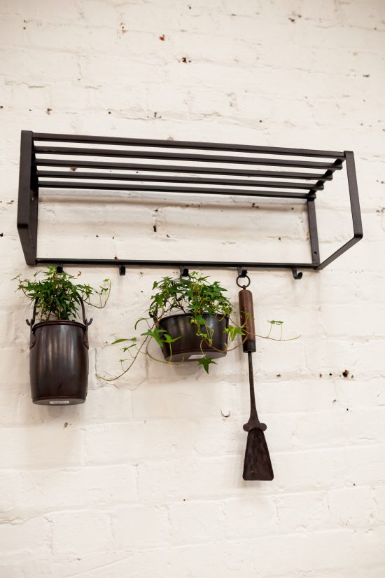 Black Metal Rails & Rods Shelf w/hooks